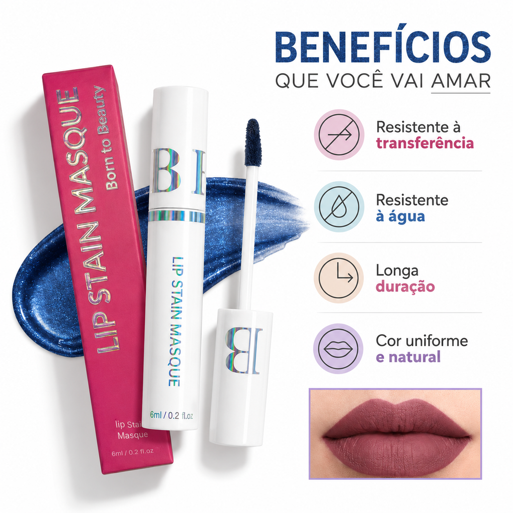 Máscara Labial Lip Stain Masque Longa Duração Resistente à Água 6ml