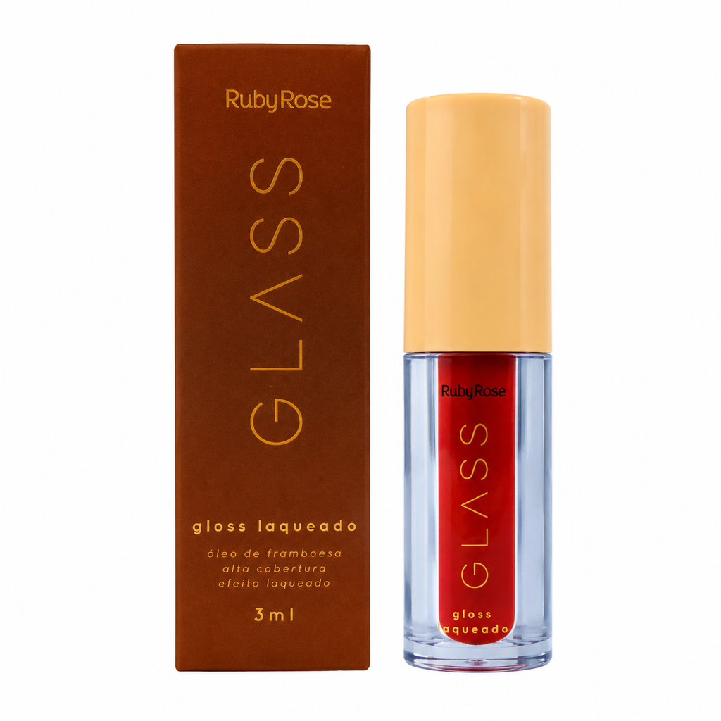 Gloss Labial Ruby Rose Glass Laqueado Brilho Intenso Alta Cobertura
