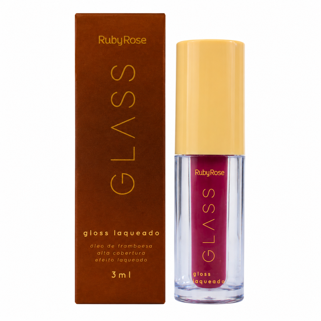 Gloss Labial Ruby Rose Glass Laqueado Brilho Intenso Alta Cobertura