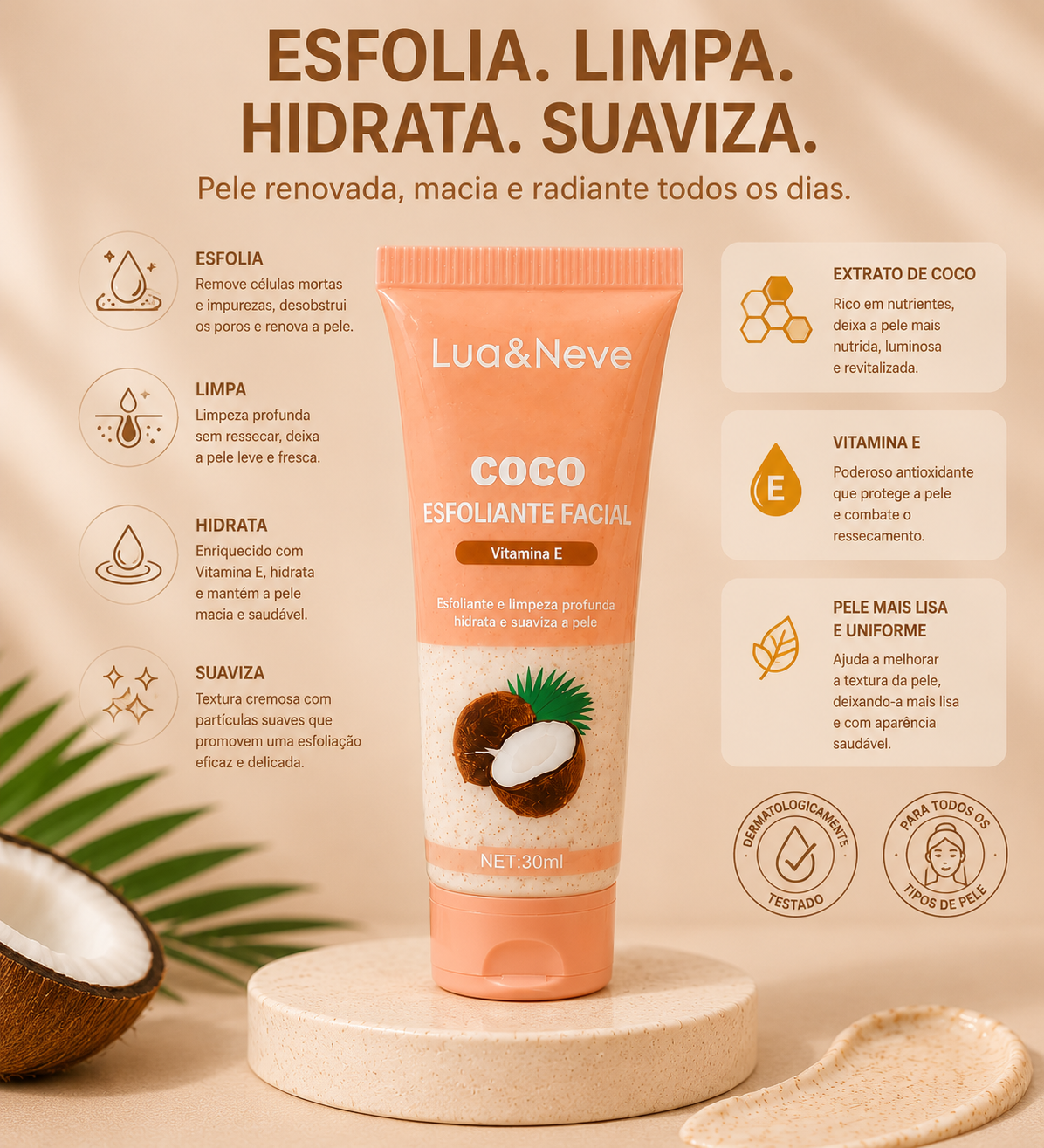 Esfoliante Facial Salmão Coco e Vitamina E