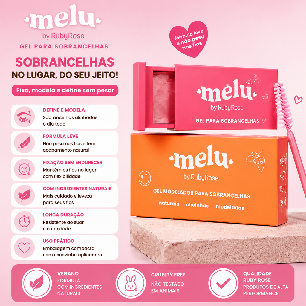 Gel Modelador Sobrancelha Melu By Ruby Rose Com Pincel