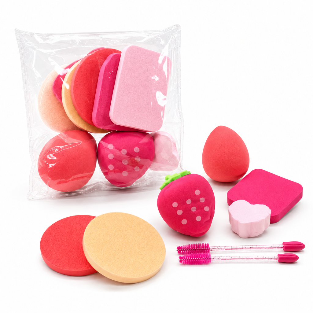 Kit de Esponjas de Maquiagem Colorido Formatos Frutas e Doces