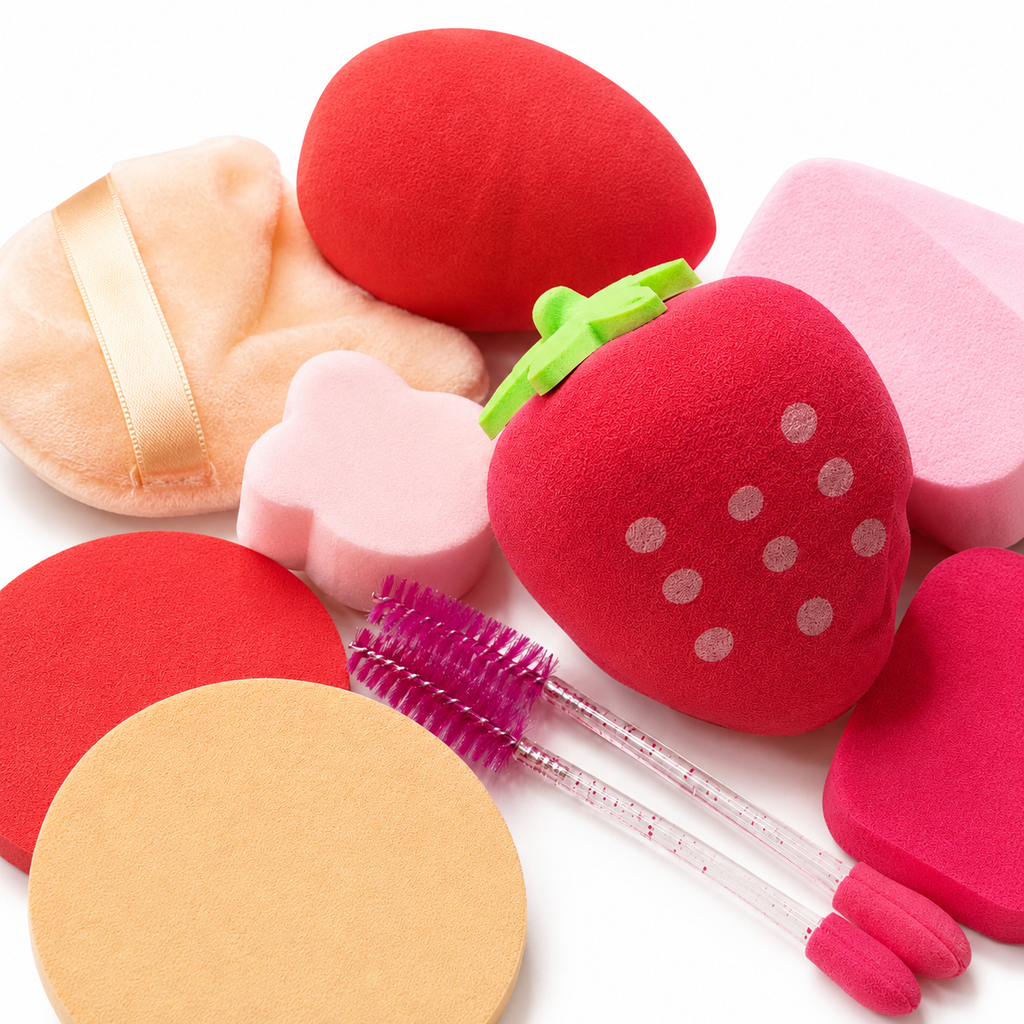 Kit de Esponjas de Maquiagem Colorido Formatos Frutas e Doces