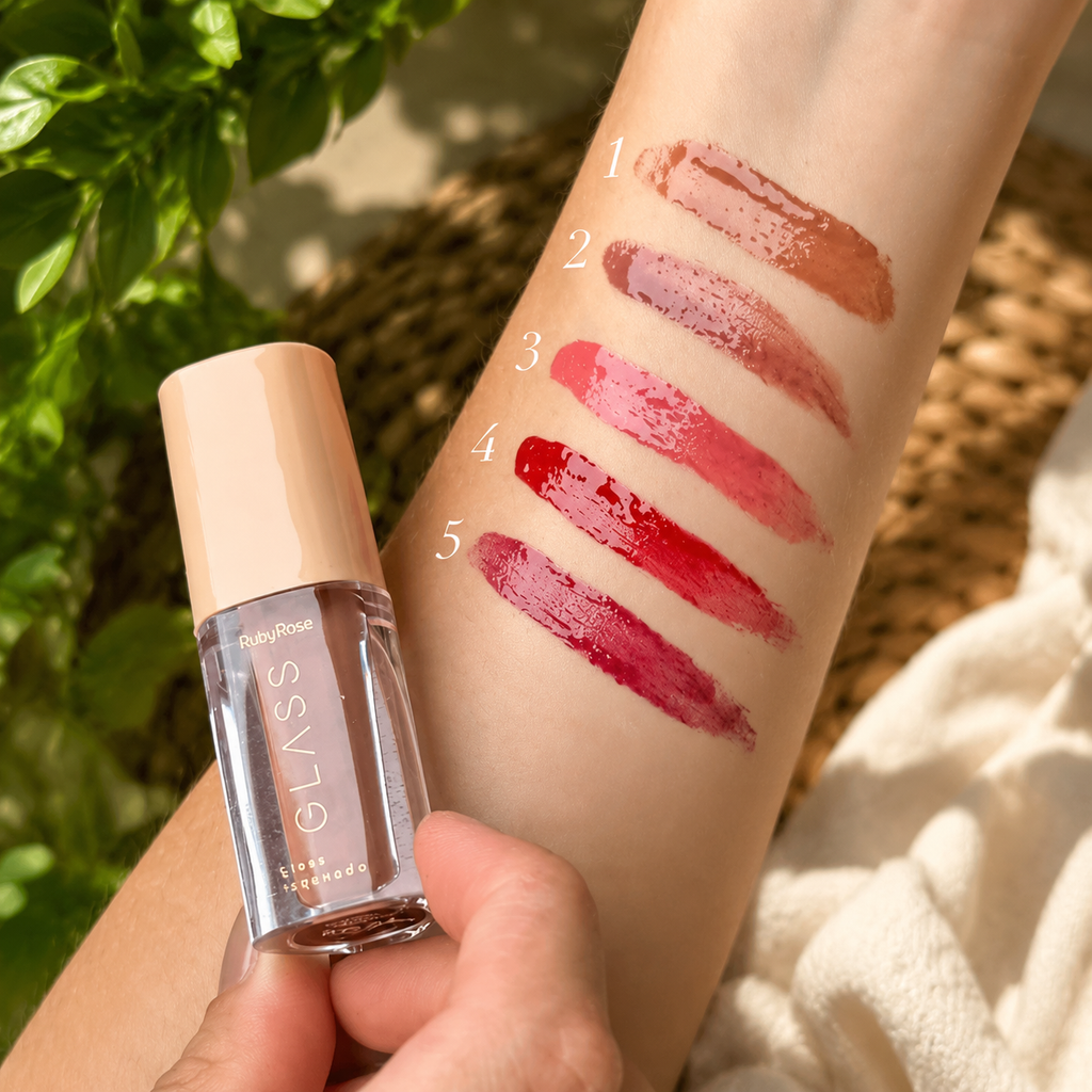 Gloss Labial Ruby Rose Glass Laqueado Brilho Intenso Alta Cobertura