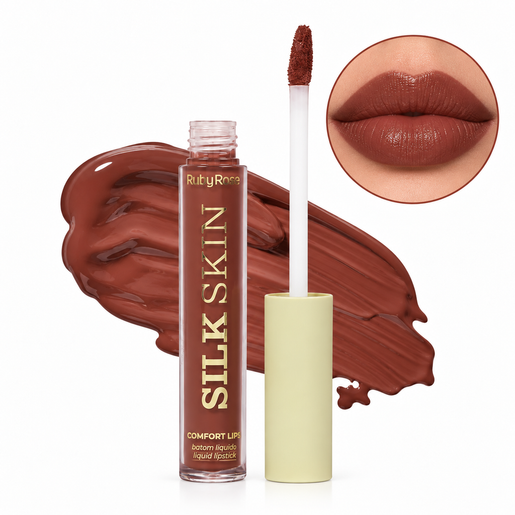 Batom Líquido Matte Ruby Rose Silk Skin Comfort Lips 3,5ml Alta Pigmentação Longa Duração