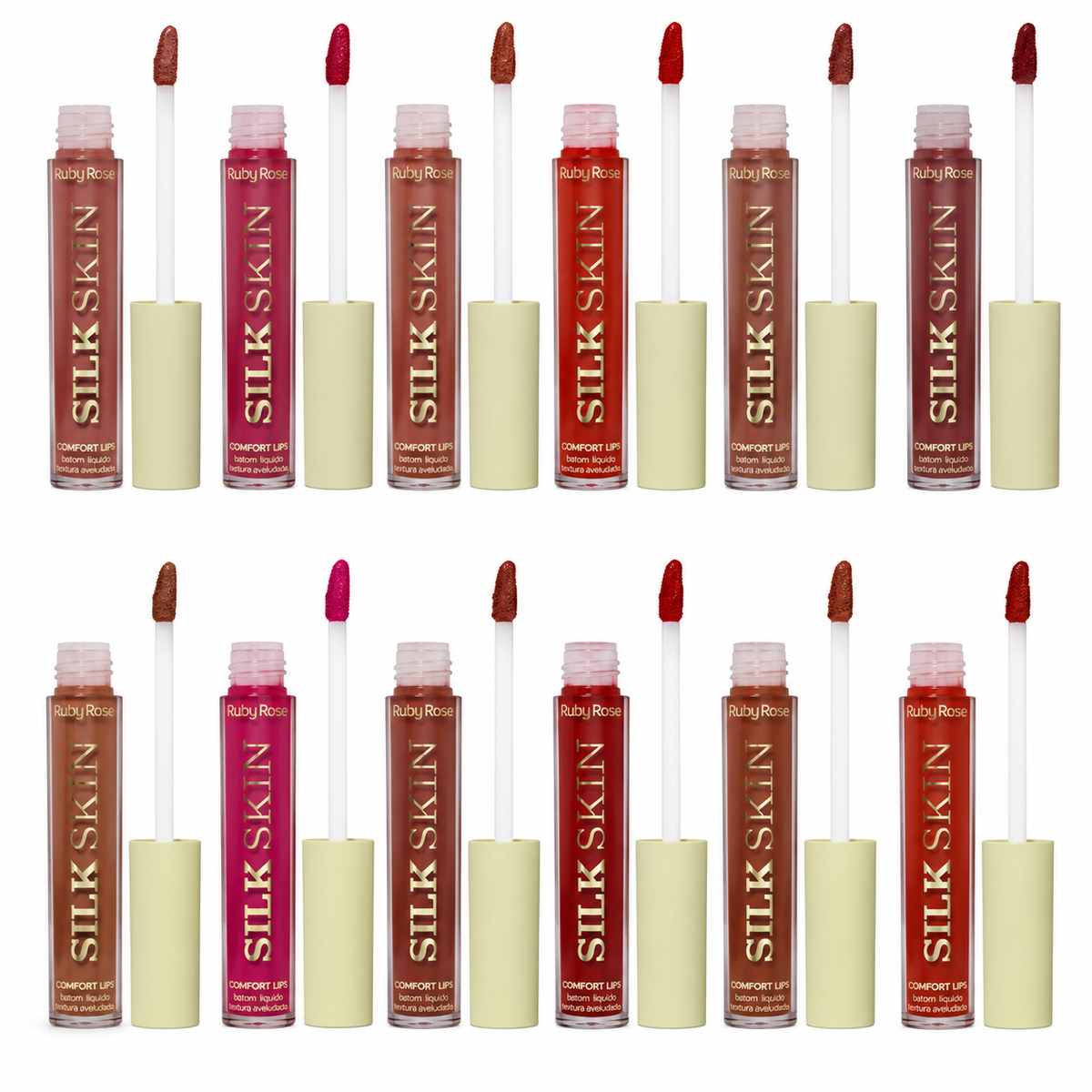 Batom Líquido Matte Ruby Rose Silk Skin Comfort Lips 3,5ml Alta Pigmentação Longa Duração