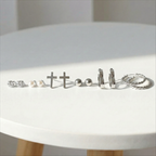Kit 6 Brincos Prateado com strass, pérola e cruzes