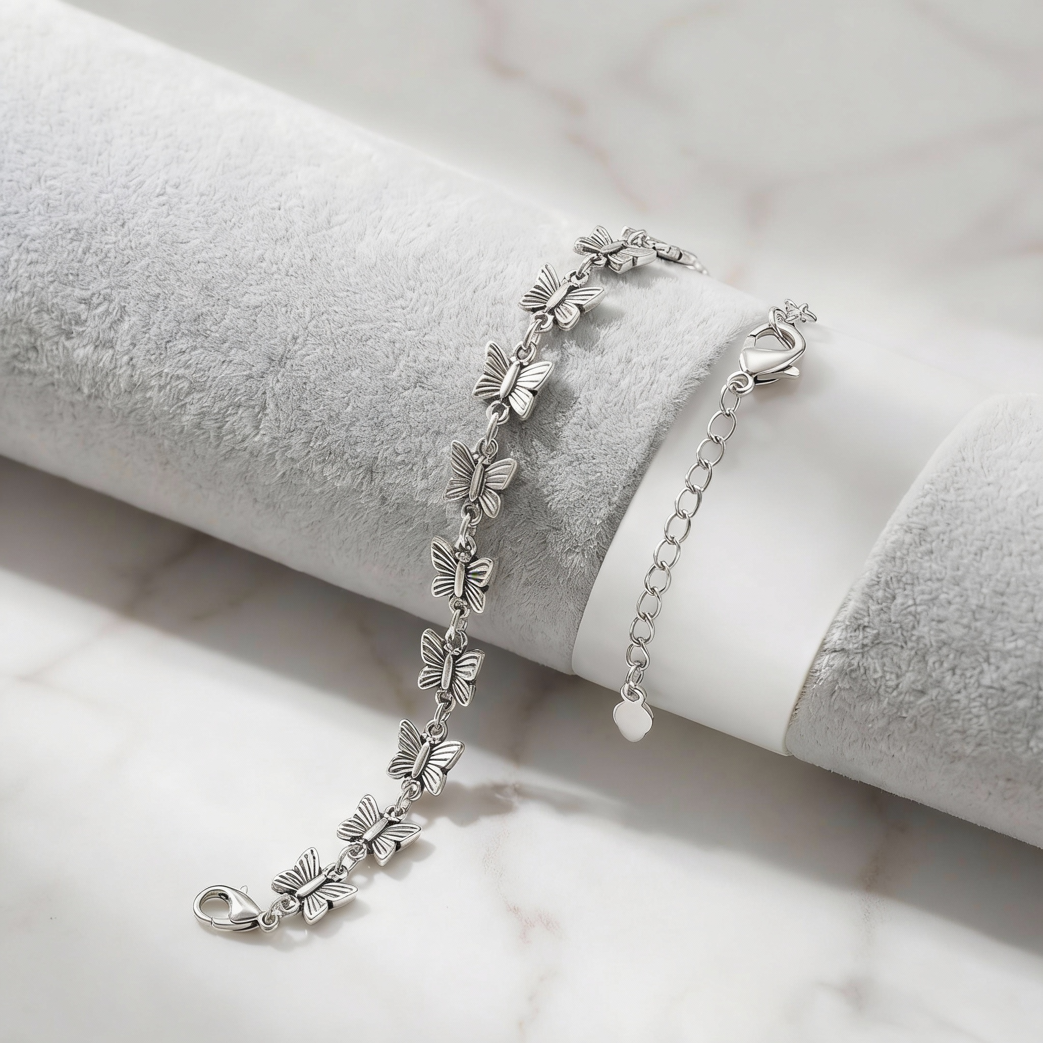 Pulseira Prata com elos de borboleta