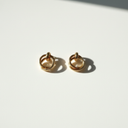 Brinco Dourado Argolas Entrelaçadas com Textura