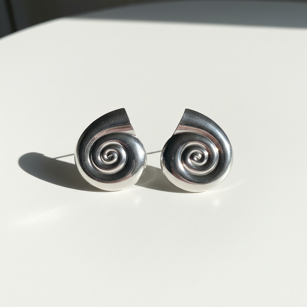 Brinco Prateado Formato Espiral