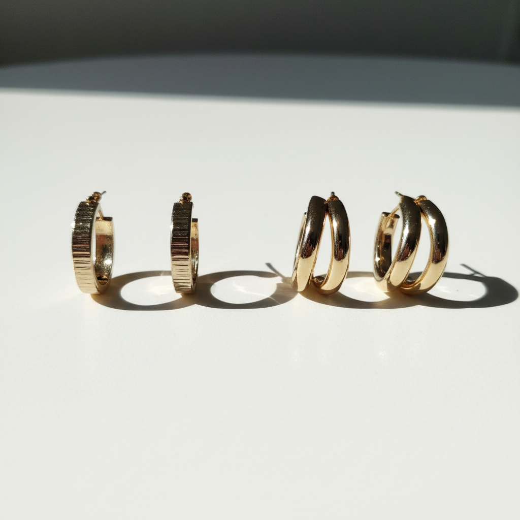 Kit 5 Brincos Dourado com pérolas, strass, argolas e encaixe ear cuff