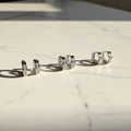 KIT 3 Brincos Prateado com argolas articuladas com strass