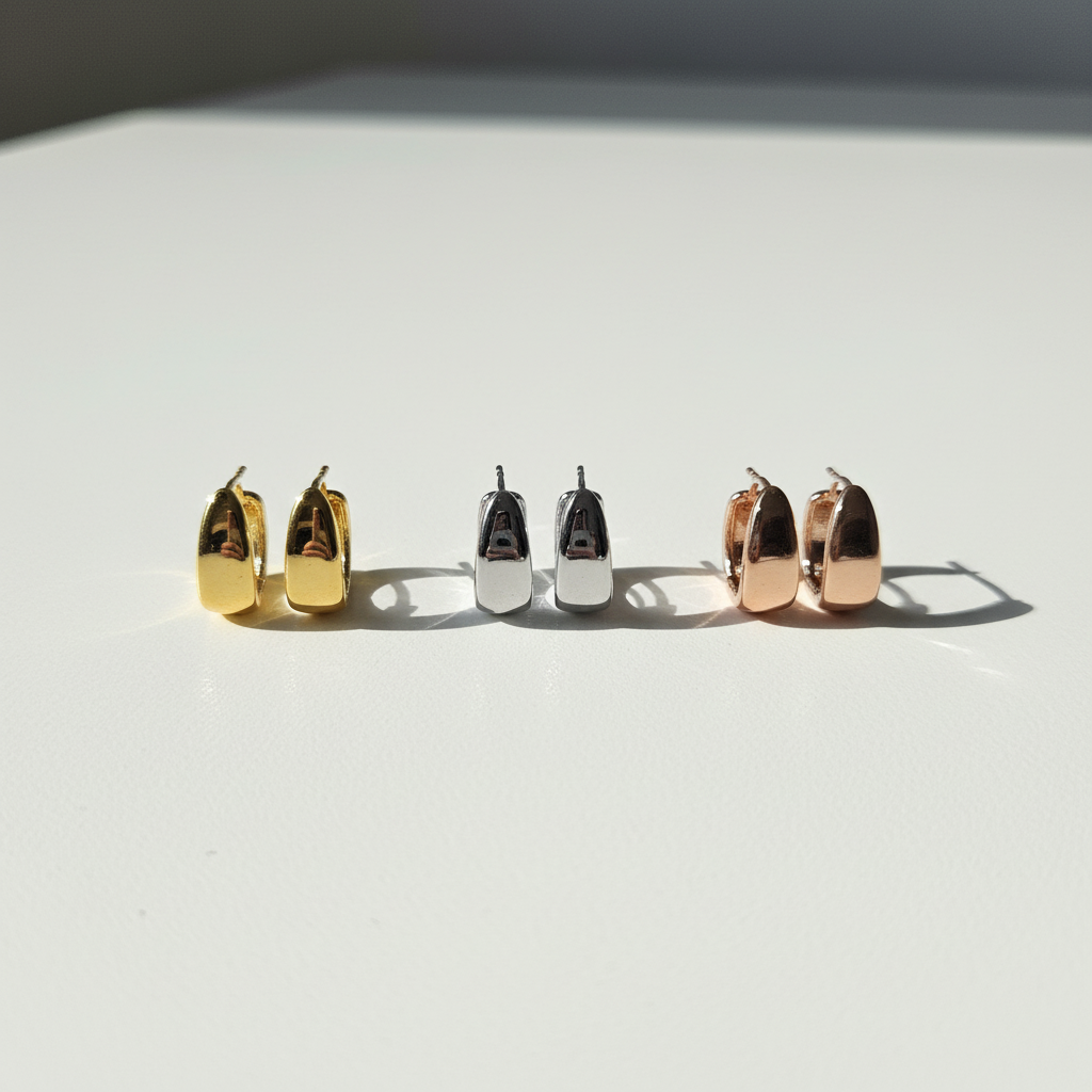 Kit 3 Brincos Dourado, Prata e Rose Argolas Pequenas Lisas