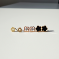 KIT 3 Brincos Dourado e Preto em Aço 316L com flores e strass