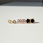 KIT 3 Brincos Dourado e Preto em Aço 316L com flores e strass