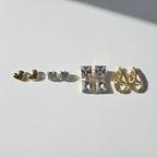 Kit 4 Brincos Dourado e Cristal com Corações, Cristais e Argolas
