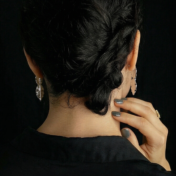 Brinco Prata Folha Dupla