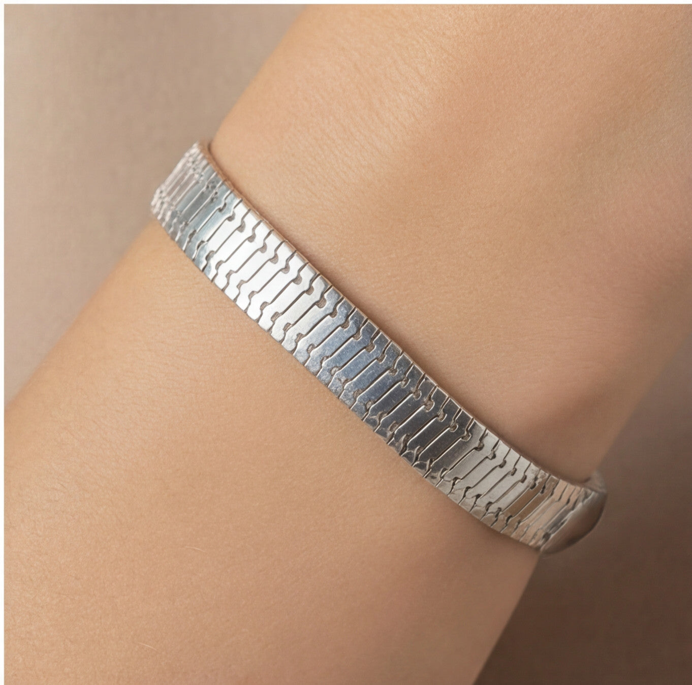 Pulseira Prata Malha Frisada