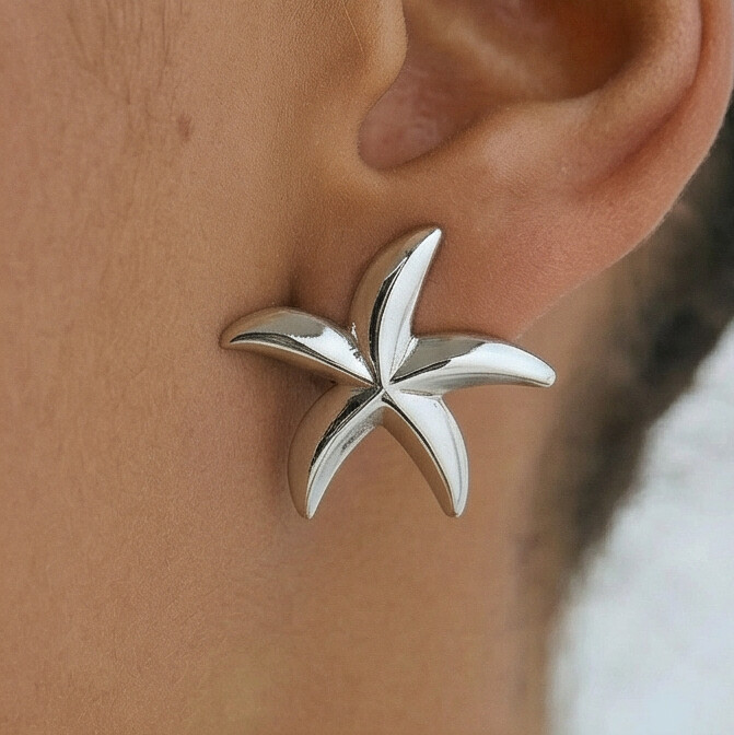 Brinco Prata Formato estrela do mar