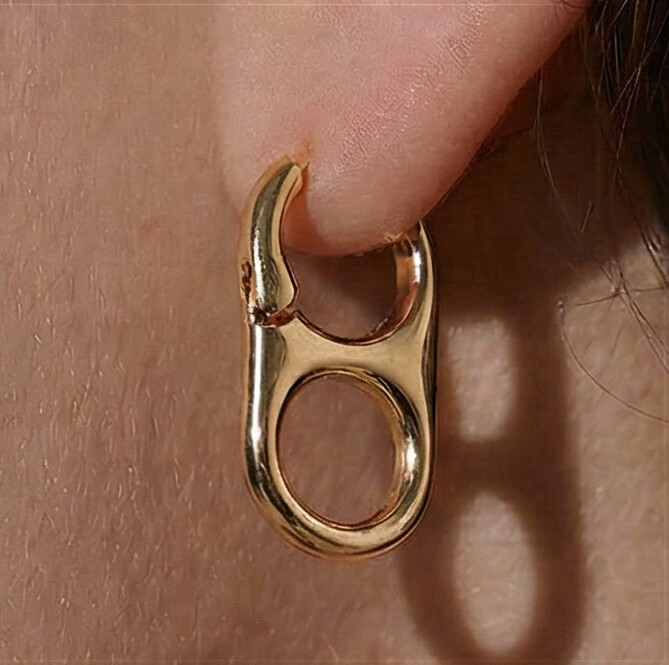 Kit 3 Brincos Dourado com Argola com Design de Elos