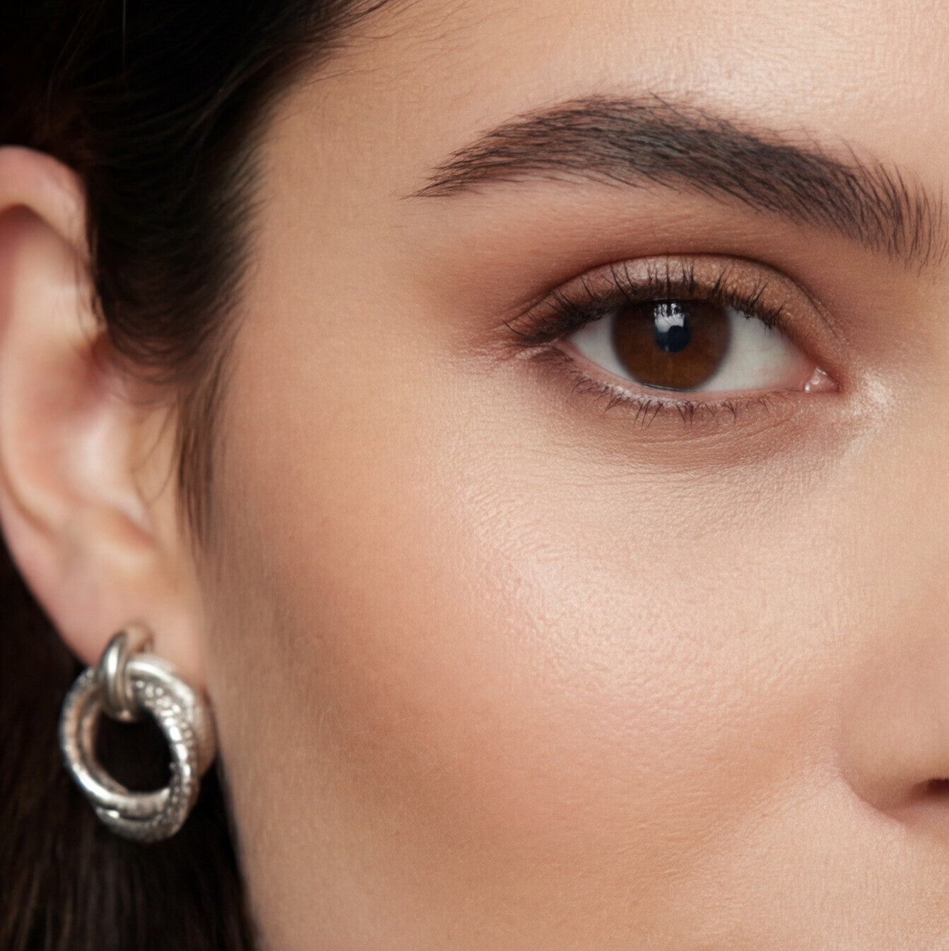 Brinco Prata Argola tripla entrelaçada com texturas