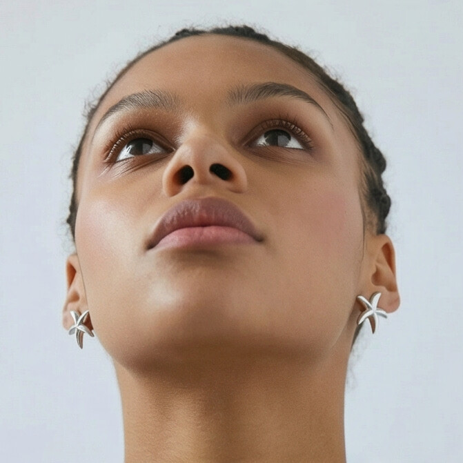 Brinco Prata Formato estrela do mar