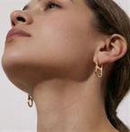 Kit 3 Brincos Dourado com Argola com Design de Elos