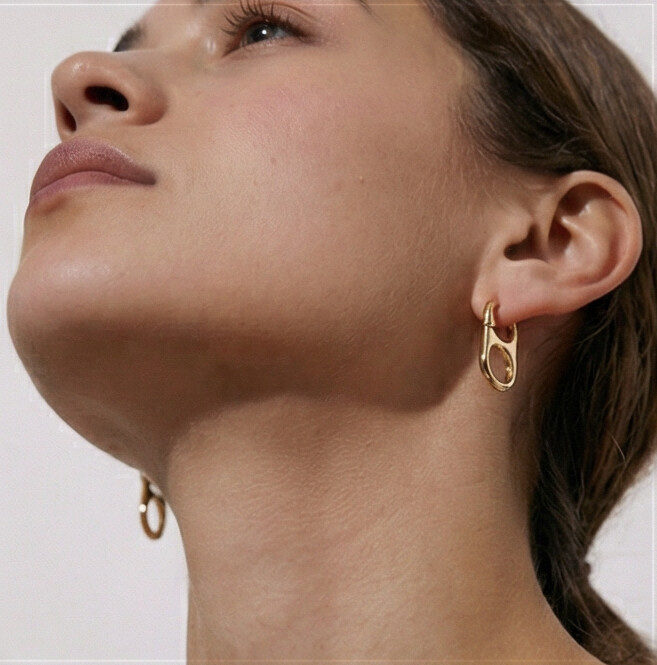 Kit 3 Brincos Dourado com Argola com Design de Elos