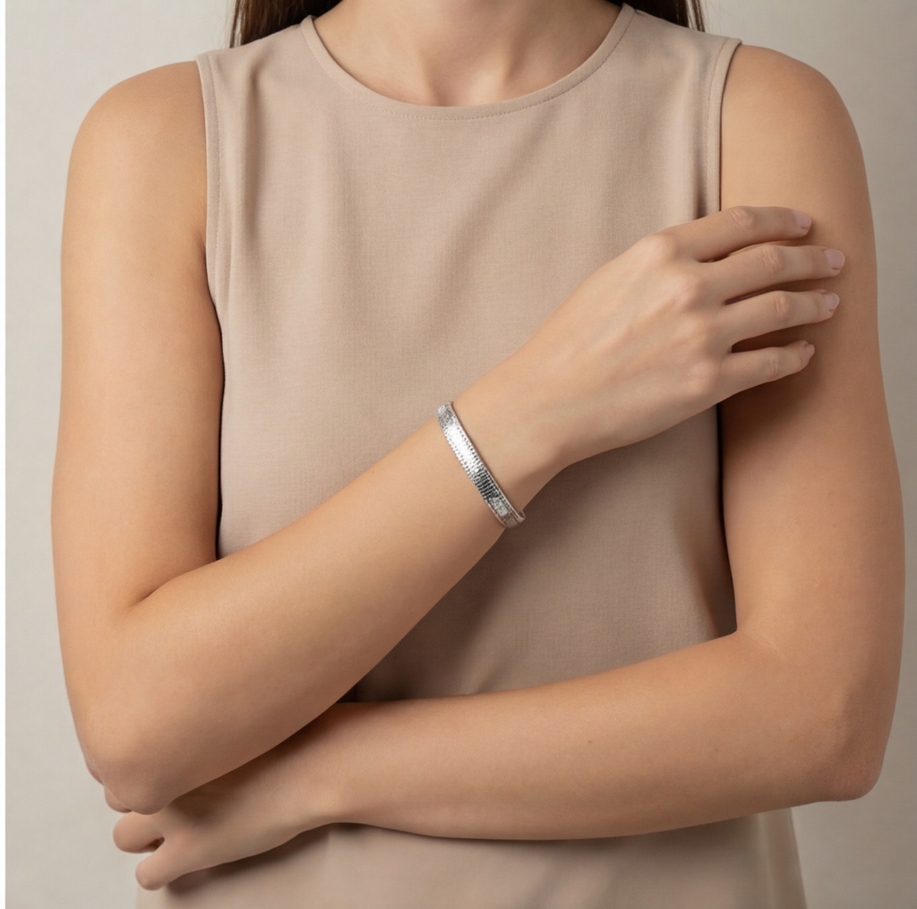 Pulseira Prata Malha Frisada