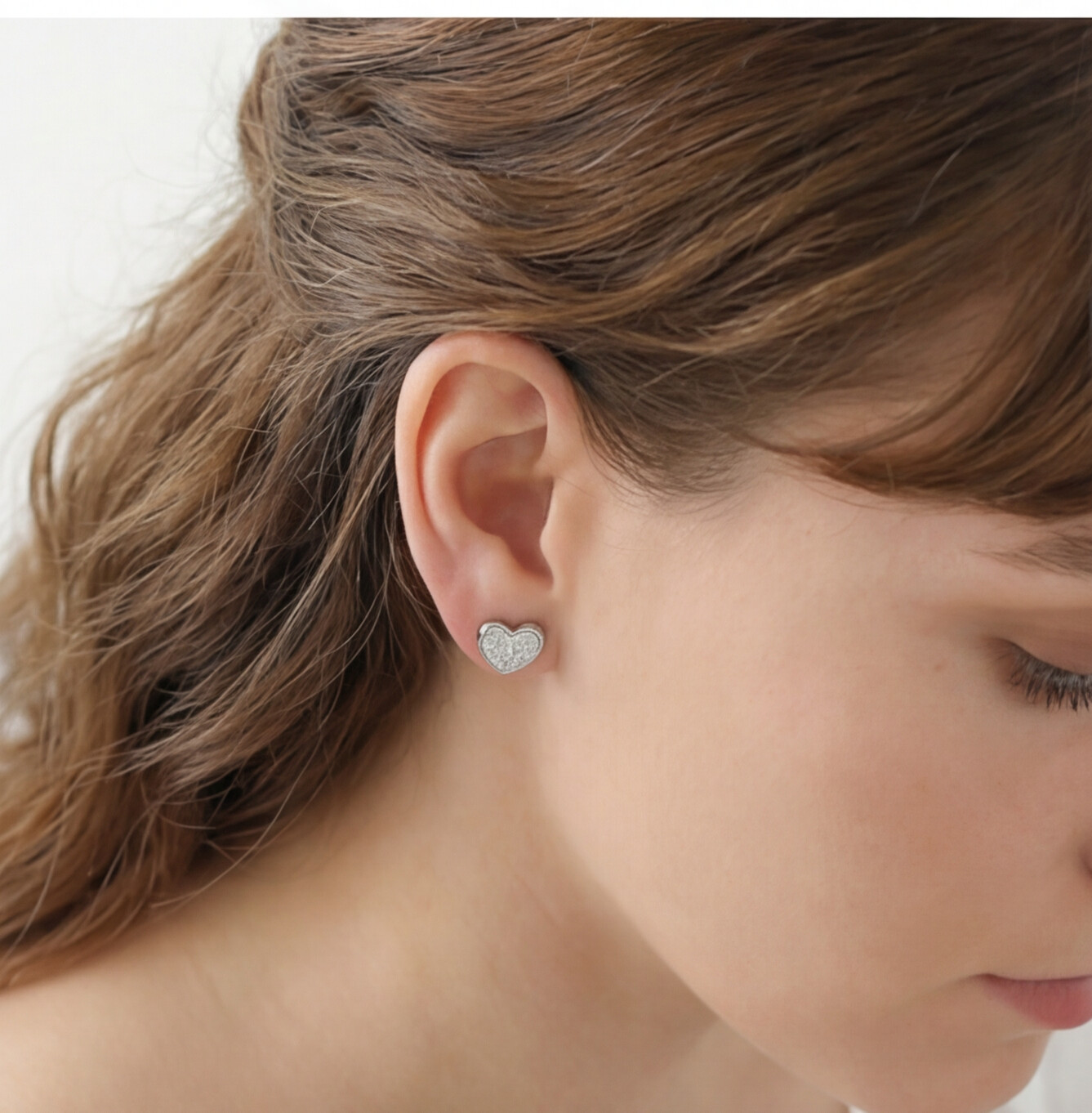 Kit 3 Brincos Prateado Coração com Zircônias