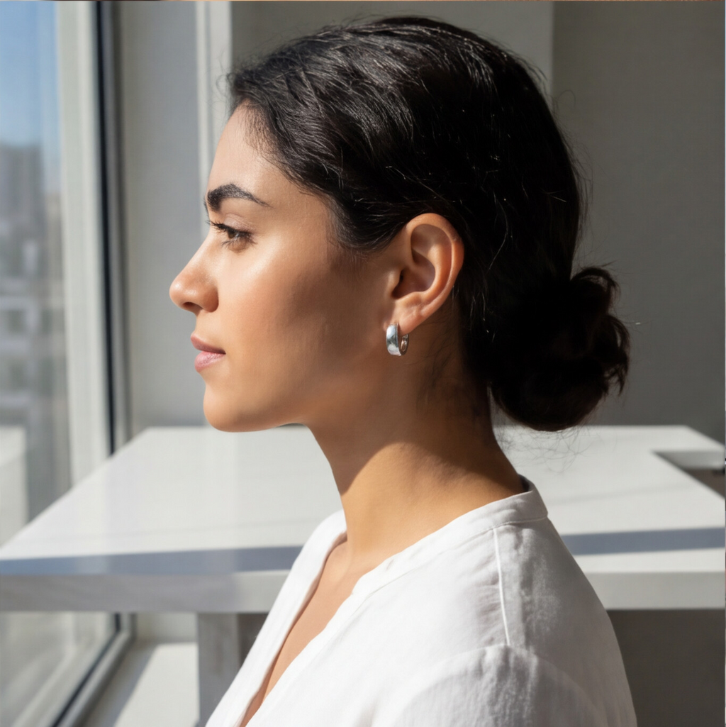 Kit 3 Brincos Prateado de Argolas lisas