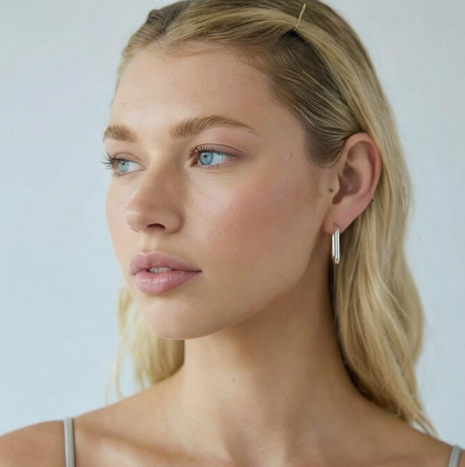 Kit 3 Brincos Prateado em aço inoxidável 316L formato retangular