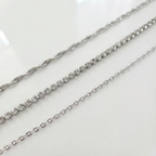 Kit 3 Pulseiras com strass em aço inoxidável 316L