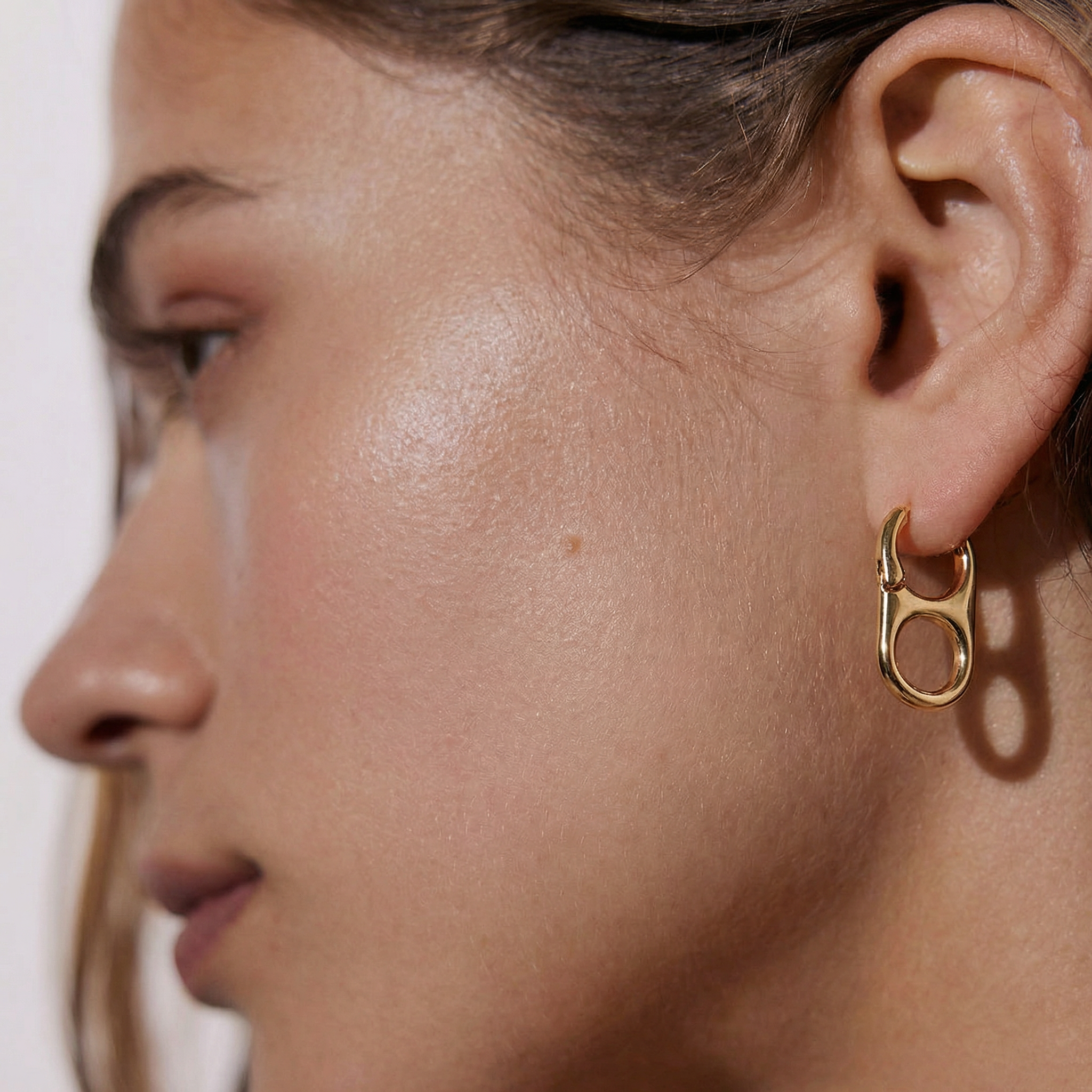 Kit 3 Brincos Dourado com Argola com Design de Elos