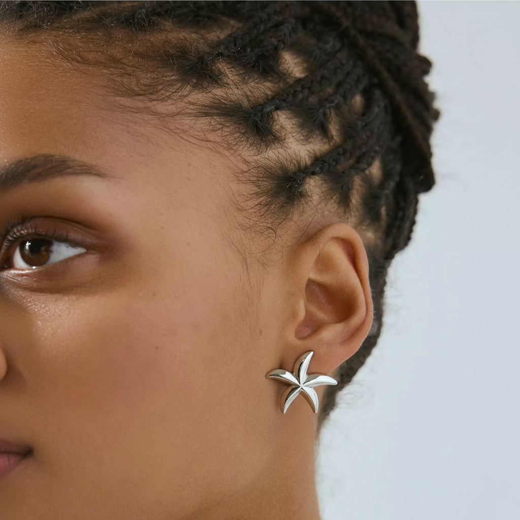 Brinco Prata Formato estrela do mar