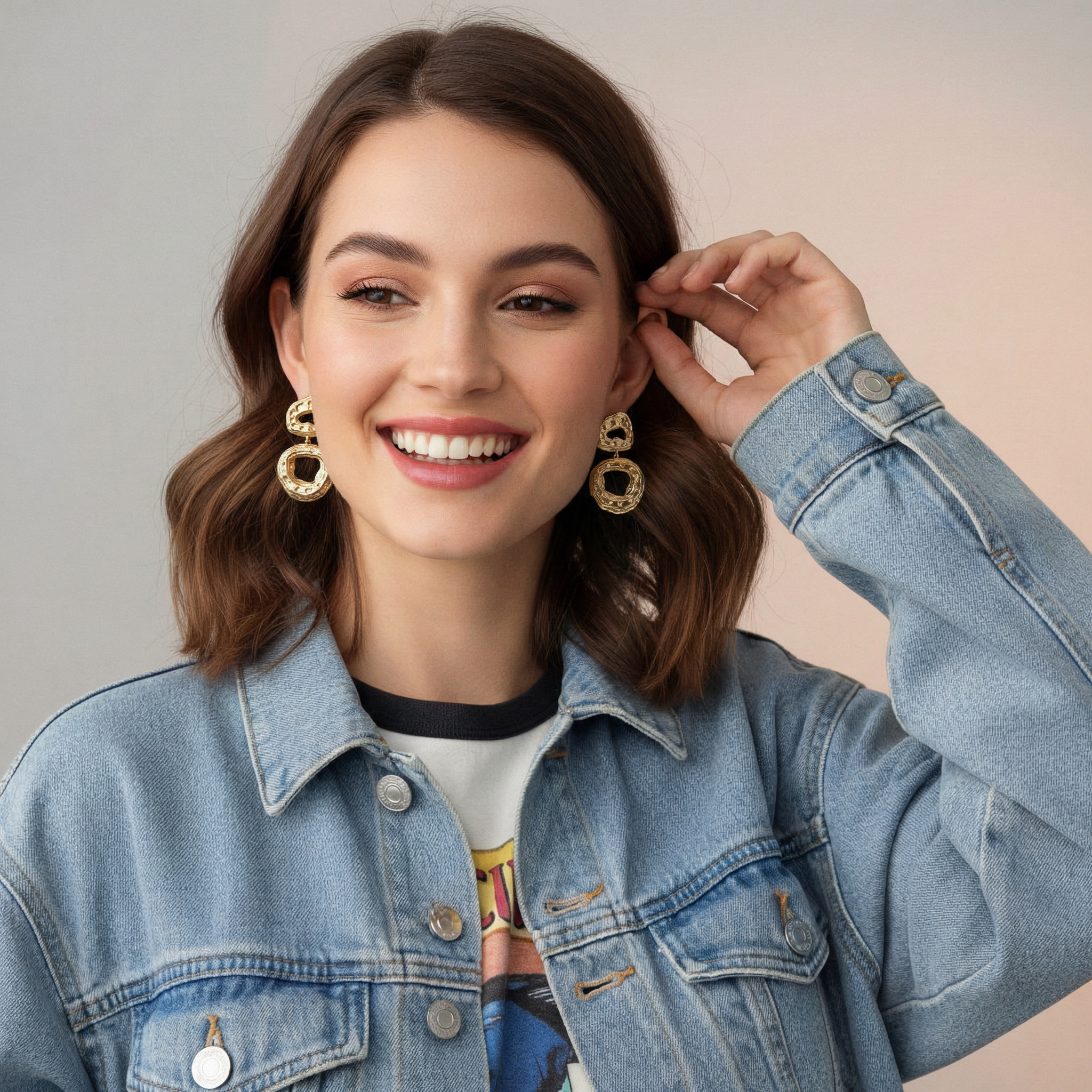 Brinco Dourado texturizado vazado orgânico