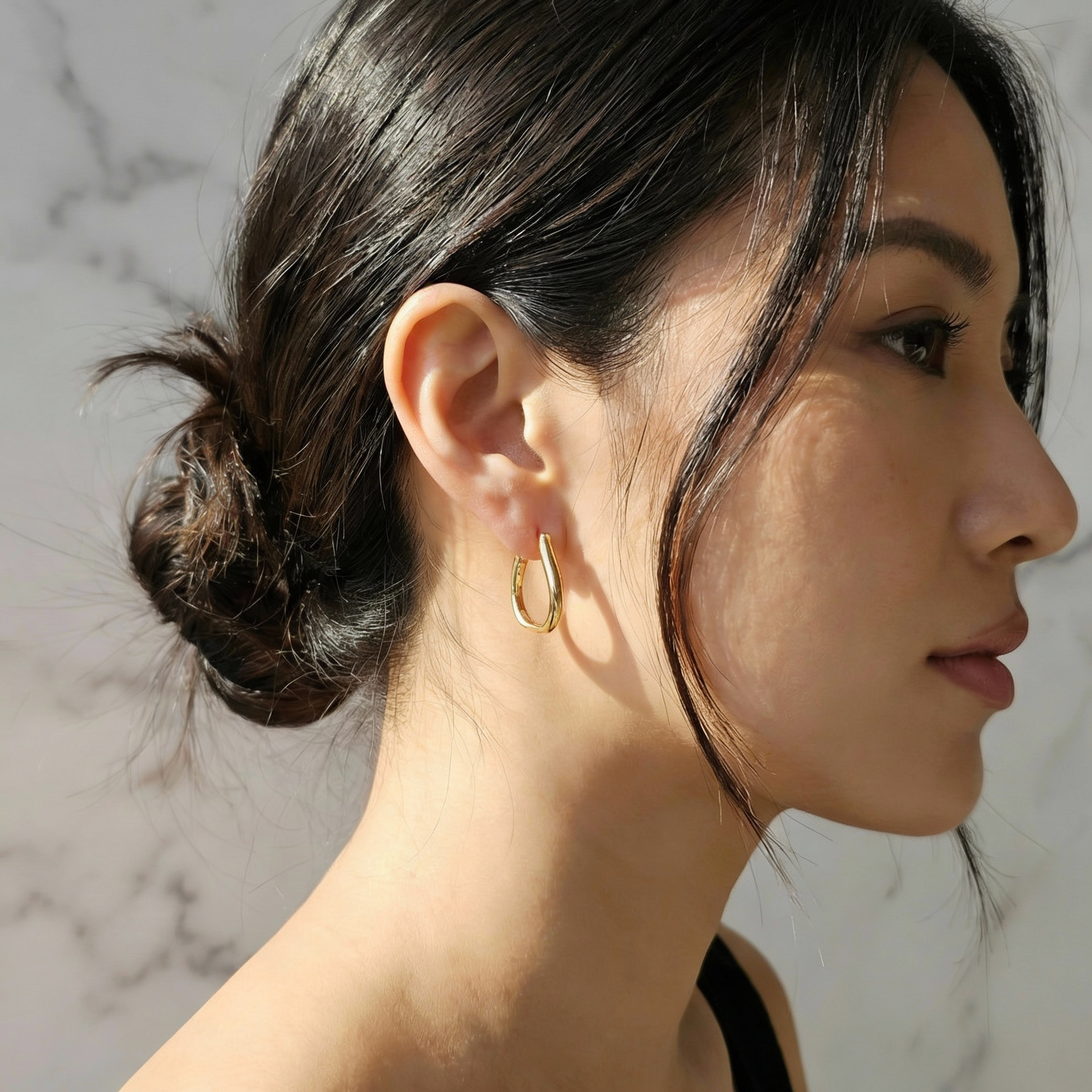 Kit 3 Brincos Dourado de argolas quadradas