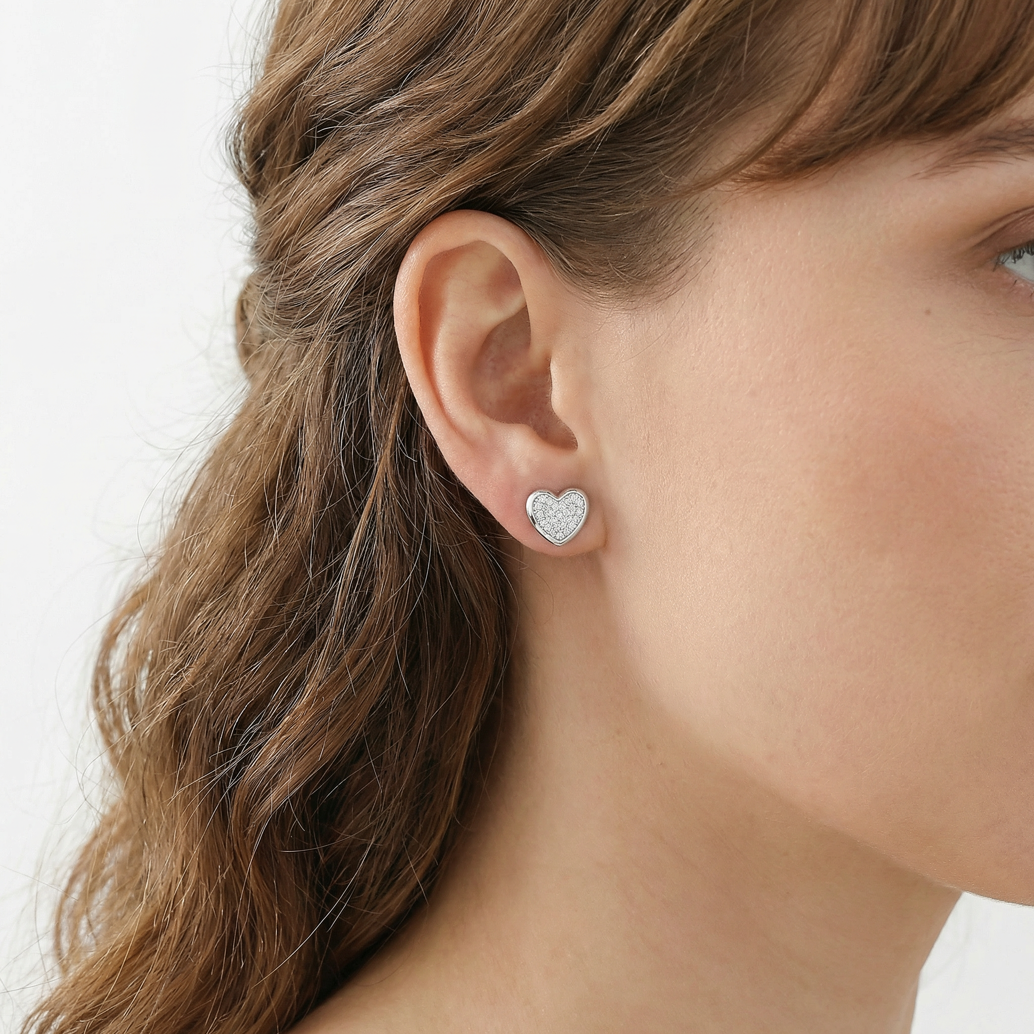 Kit 3 Brincos Prateado Coração com Zircônias