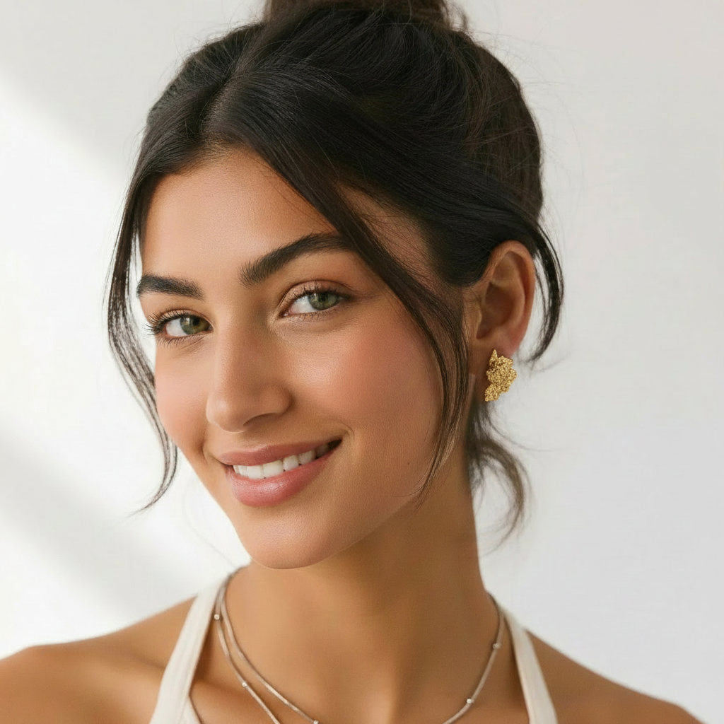 Brinco Dourado texturizado orgânico