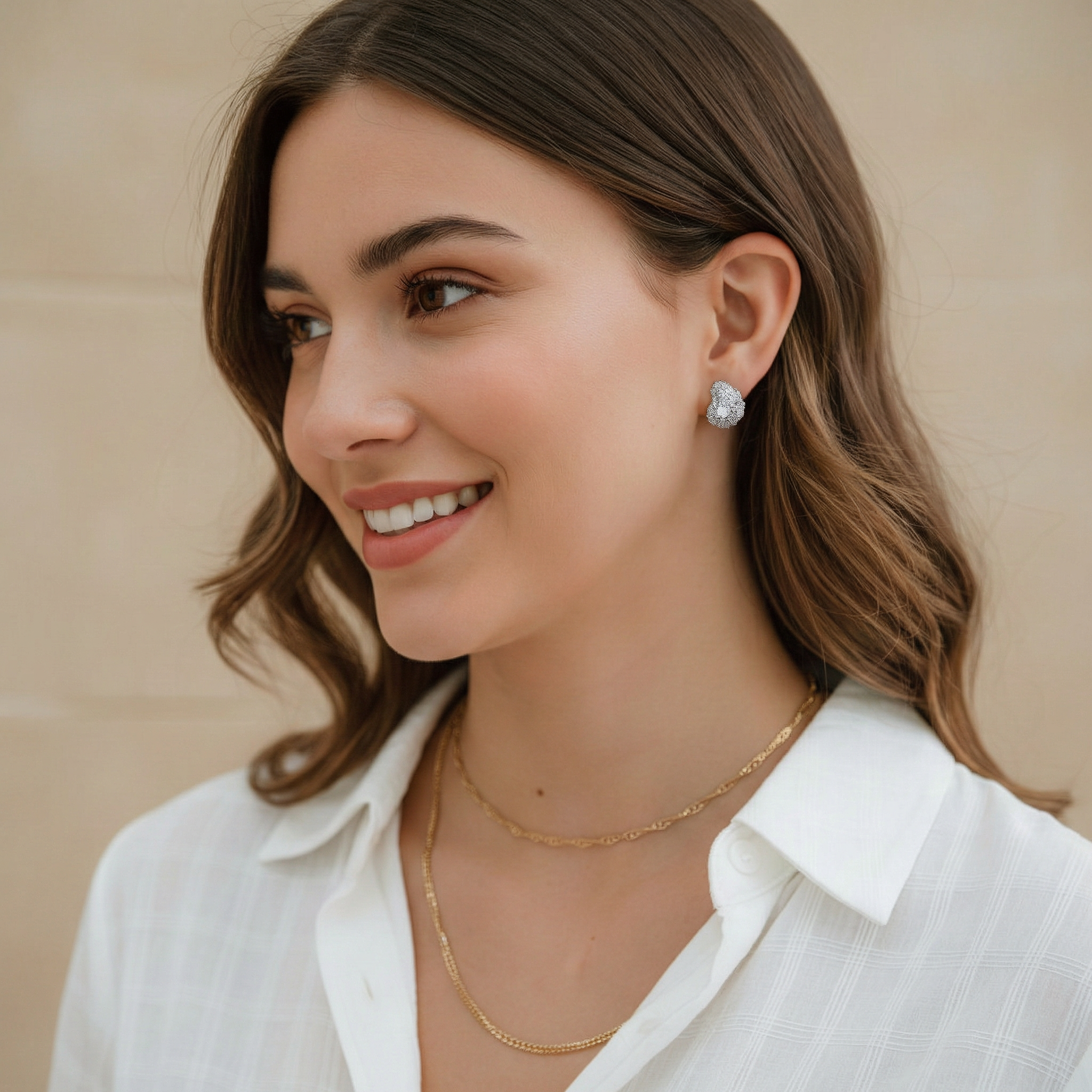 Brinco Prata cravejado com strass