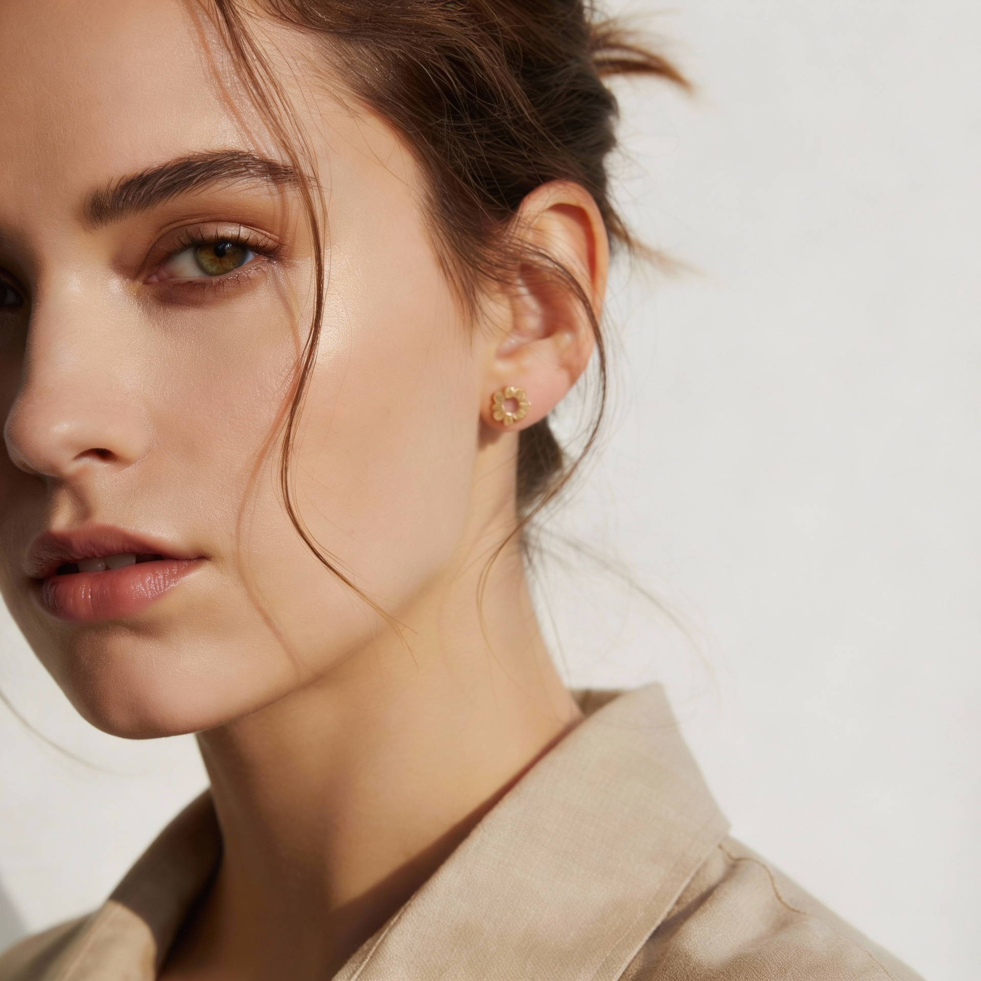 Kit 3 Brincos Dourado e Verde em Aço inoxidável 316L flores e trevos