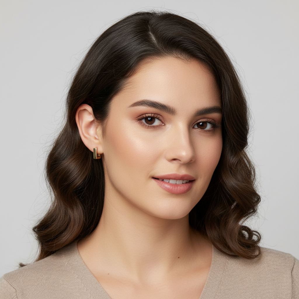 Kit 3 Brincos Dourado Geométrico Quadrado