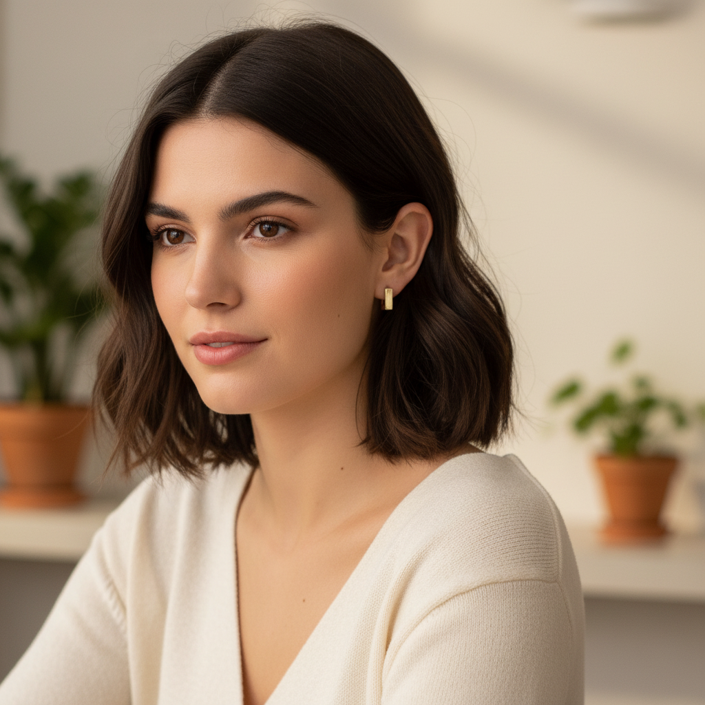 Kit 3 Brincos Dourado Geométrico Quadrado