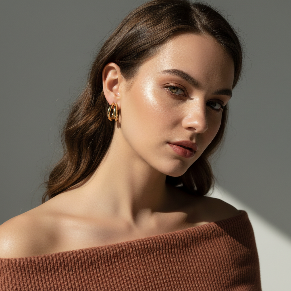 Kit 5 Brincos Dourado com pérolas, strass, argolas e encaixe ear cuff