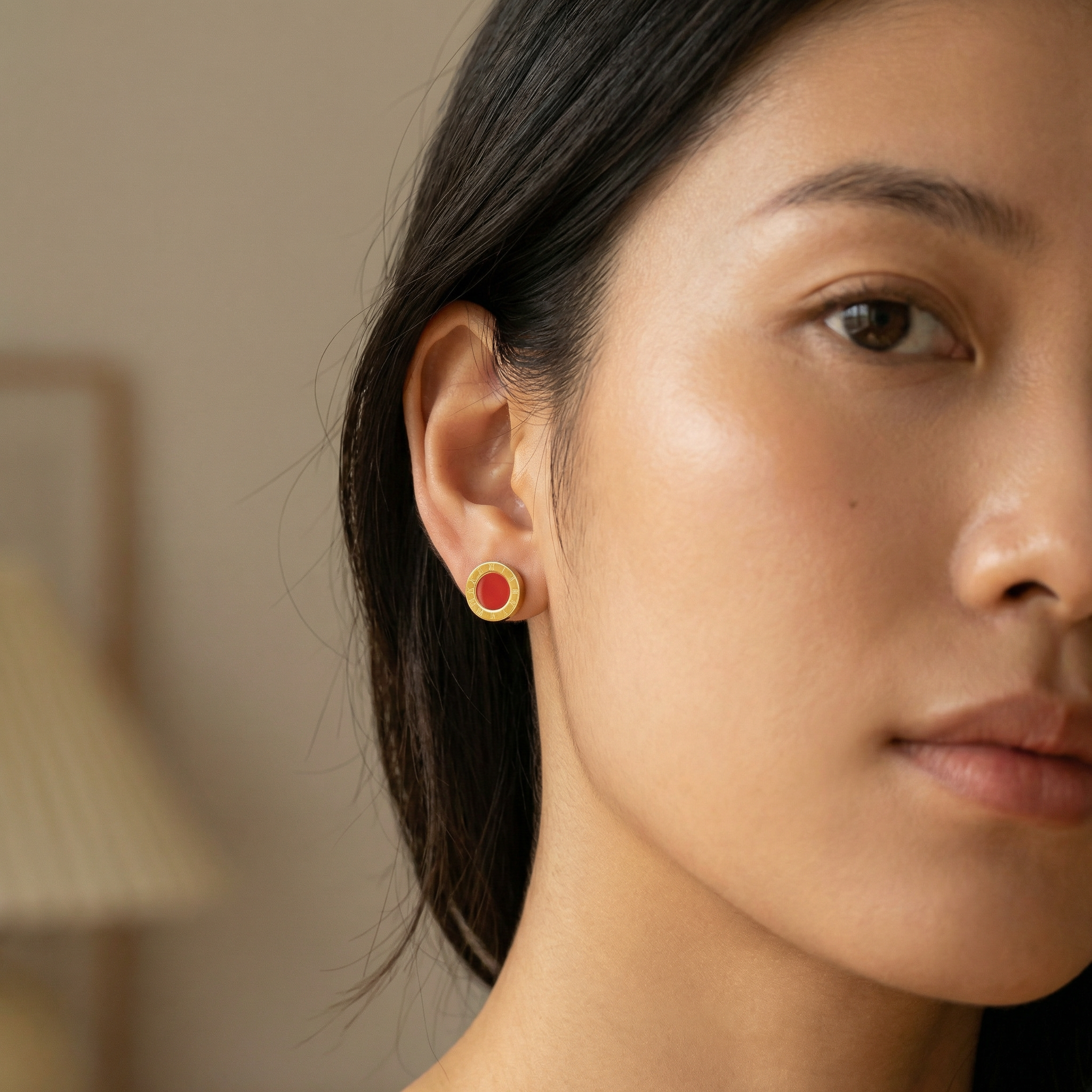 Kit Brincos Dourado e Vermelho em aço inoxidável com formatos variados