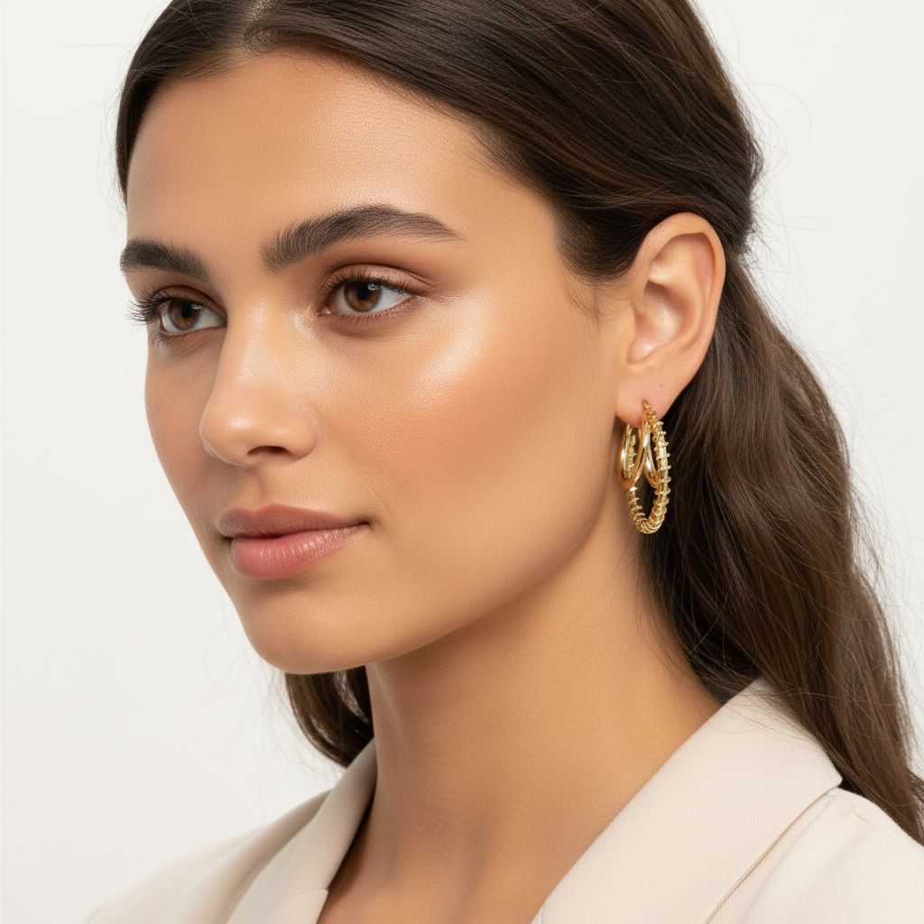 Kit 4 Brincos Dourado e Cristal com Corações, Cristais e Argolas