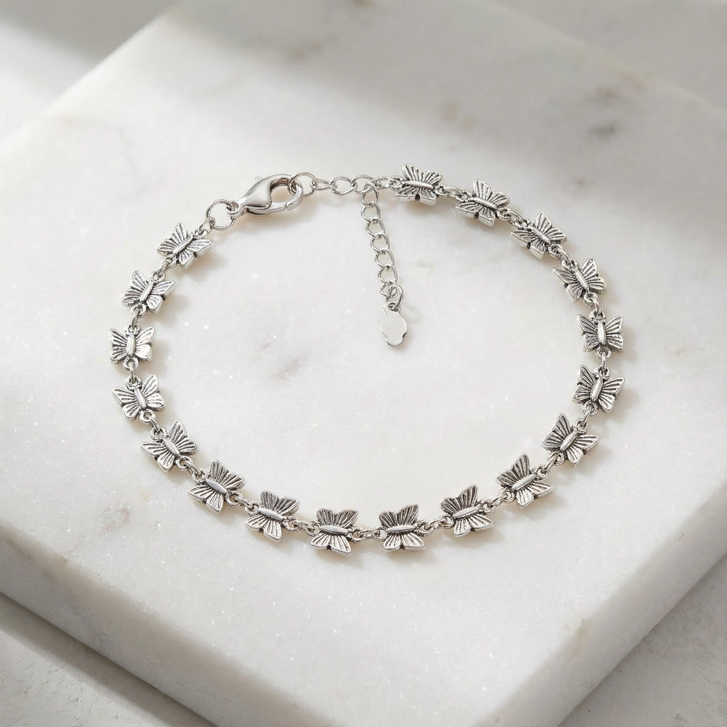 Pulseira Prata com elos de borboleta