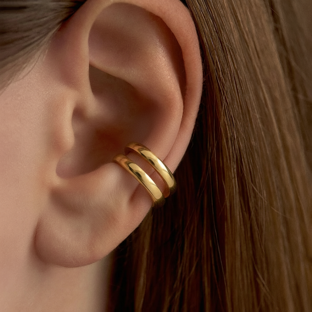 Kit 5 Brincos Dourado com pérolas, strass, argolas e encaixe ear cuff