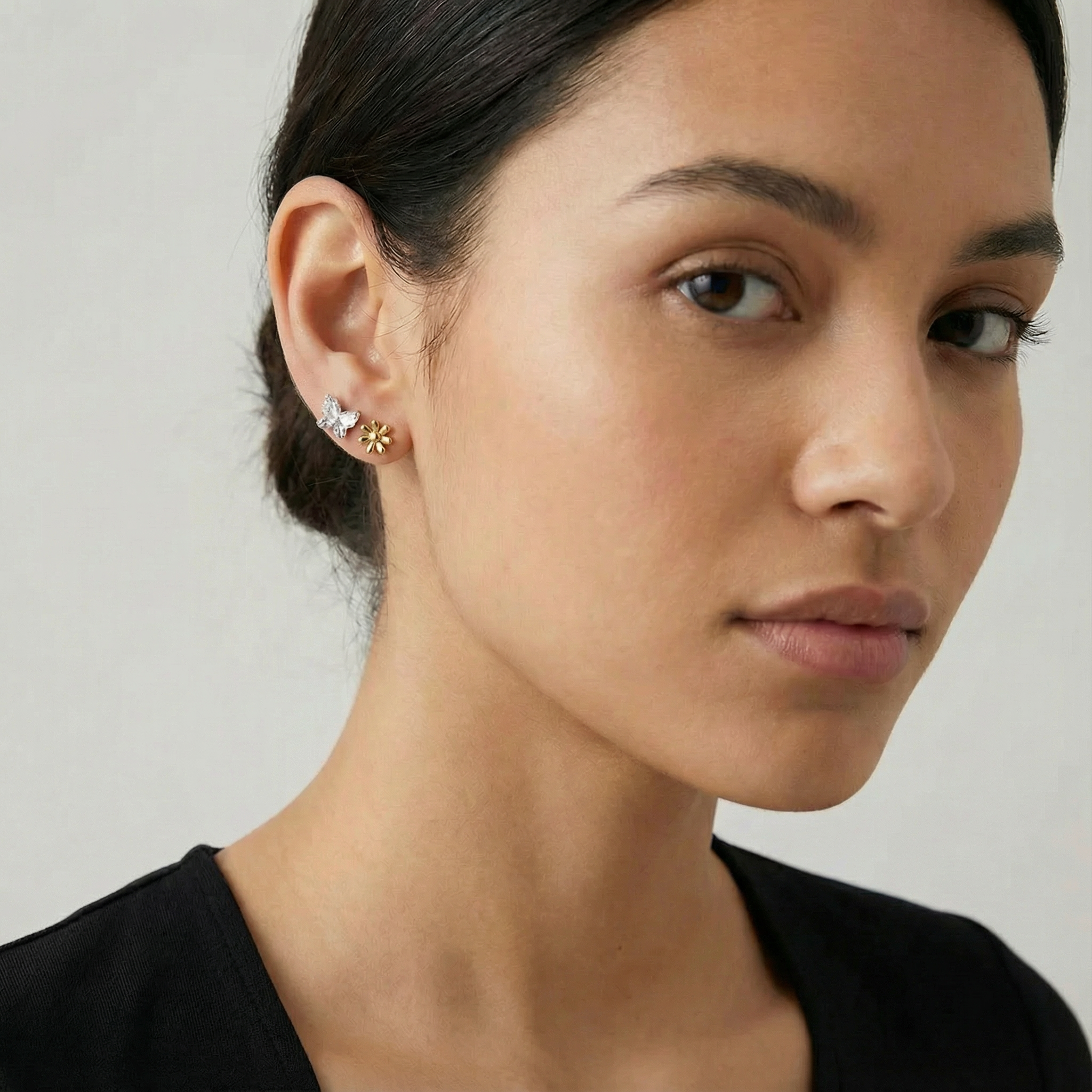 Kit 4 Brincos Dourado e Cristal Mix de Formatos