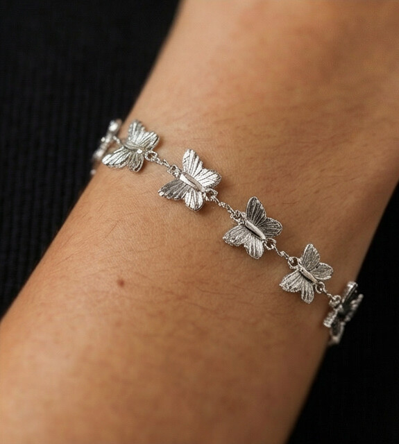 Pulseira Prata com elos de borboleta